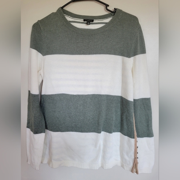 Talbots Women's Petite Green Striped Sweater Size M - Picture 1 of 4